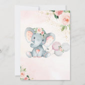 Invitation de Baby shower d'éléphant rose (Dos)
