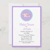 Invitation de Baby shower d'éléphant rose doux (Devant)