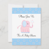 Invitation de Baby shower d'éléphant rose doux (Devant)
