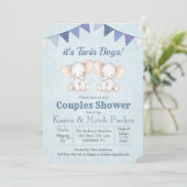 Invitation de Baby shower d'éléphant TWIN (Debout devant)