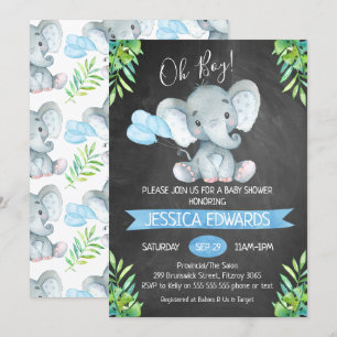 Invitation de Baby shower d'éléphants de Chalkboar