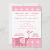 Invitation de Baby shower d'éléphants roses 5 x 7 (Devant)