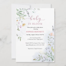 Invitation de baby shower délicate à motif floral