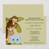 Invitation de Baby shower des animaux de la jungle (Devant / Derrière)