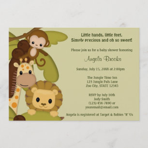 Invitation de Baby shower des animaux de la jungle