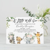 Invitation de Baby shower des animaux Safari neutr (Debout devant)