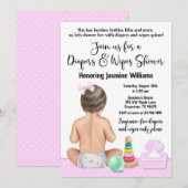 Invitation de Baby shower des Diapeurs et lingette (Devant / Derrière)