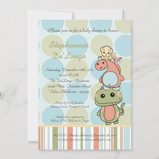 Invitation de baby shower des dinosaures T Rex de (Devant)