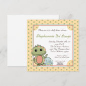 Invitation de baby shower des dinosaures T Rex de (Devant / Derrière)