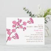 Invitation de baby shower des fleurs de cerisier | (Debout devant)