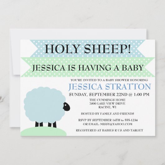invitation de Baby shower des moutons mignons et a (Devant)