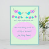 Invitation de Baby shower des oiseaux et des fleur (Debout devant)