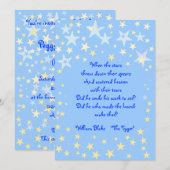 Invitation de baby shower d'étoiles bleues (Devant / Derrière)