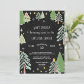 Invitation de baby shower d'hiver de ferme d'arbre (Debout devant)