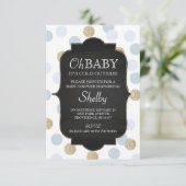 Invitation de baby shower d'hiver de garçon, bleue (Debout devant)