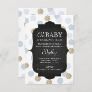 Invitation de baby shower d'hiver de garçon, bleue