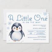 Invitation de Baby shower d'hiver de pingouin pour (Devant)
