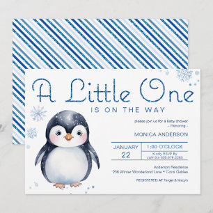 Invitation de Baby shower d'hiver de pingouin pour
