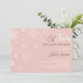 Invitation de Baby shower d'hiver - rose pâle (Debout devant)