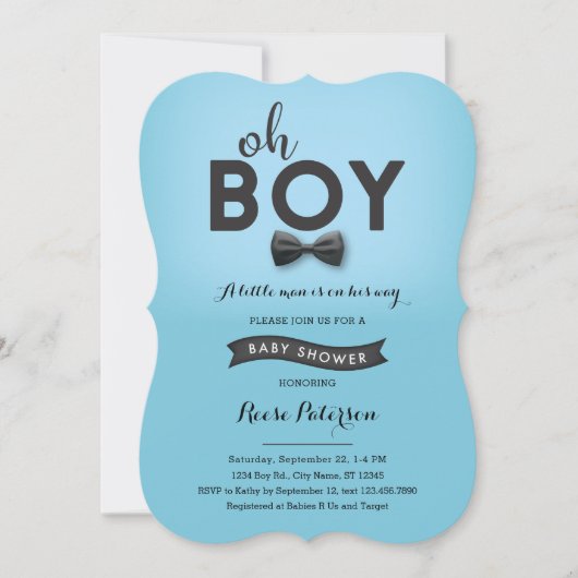 Invitation de baby shower d'homme de cravate d'arc (Devant)