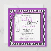 Invitation de baby shower d'impression de zèbre et (Dos)