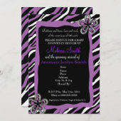 Invitation de Baby shower d'impression Zebra - Pur (Devant / Derrière)