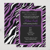 Invitation de Baby shower d'impression Zebra - Pur (Devant / Derrière)