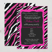 Invitation de Baby shower d'impression Zebra - Ros (Devant / Derrière)