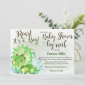 Invitation de Baby Shower Dinosaure par courrier (Debout devant)
