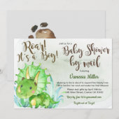 Invitation de Baby Shower Dinosaure par courrier (Devant / Derrière)