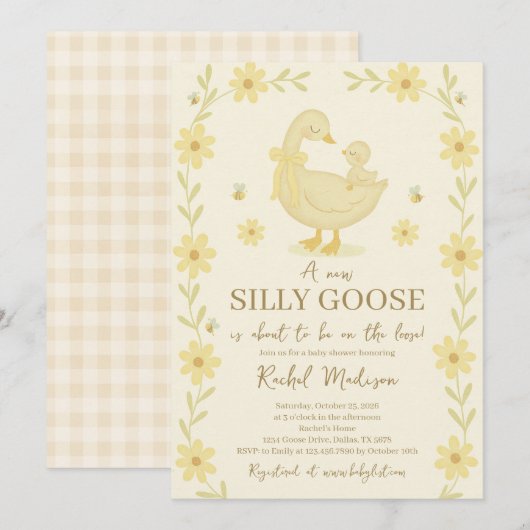 Invitation de Baby shower d'oie (Devant / Derrière)