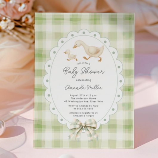 Invitation de Baby shower d'oie joueuse