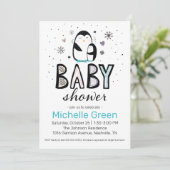 Invitation de Baby shower Doodin Winter Penguin (Debout devant)