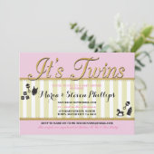 Invitation de Baby shower d'or des filles roses Tw (Debout devant)