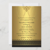 Invitation de Baby shower d'or et de couronne noir (Dos)