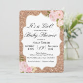 Invitation de Baby shower d'or Rose personnalisé (Debout devant)