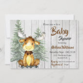 Invitation de Baby shower d'orignal rustique (Devant)