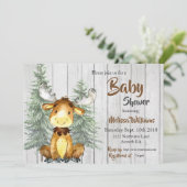 Invitation de Baby shower d'orignal rustique (Debout devant)