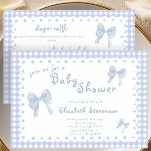 Invitation de baby shower double face à carreaux b