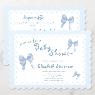 Invitation de Baby Shower Double Face avec Rubans