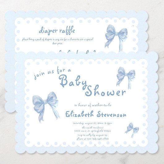 Invitation de Baby Shower Double Face avec Rubans
