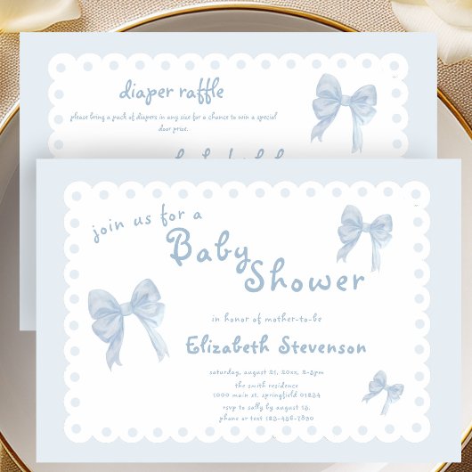 Invitation de Baby Shower Double Face avec Rubans 