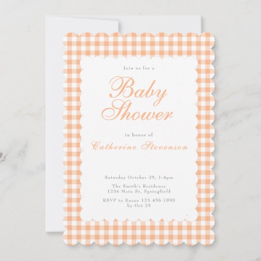 Invitation de baby shower double face orange pour (Devant)