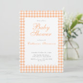 Invitation de baby shower double face orange pour (Debout devant)