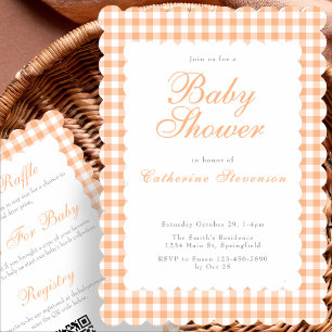 Invitation de baby shower double face orange pour