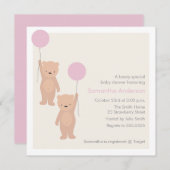 Invitation de baby shower d'ours de nounours - (Devant / Derrière)