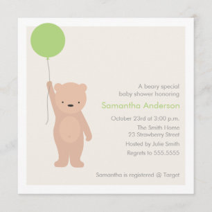 Invitation de baby shower d'ours de nounours -