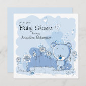 Invitation de baby shower d'ours de nounours - (Devant / Derrière)