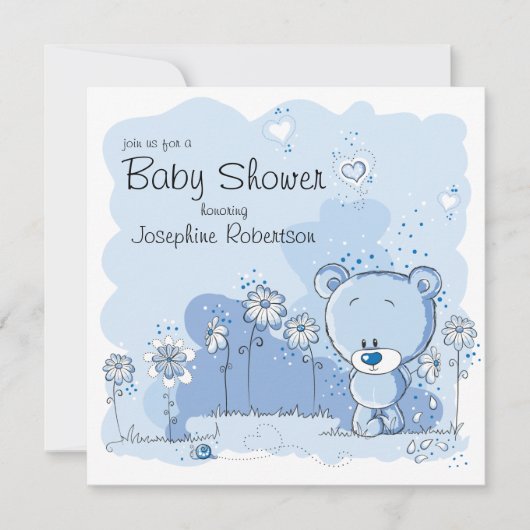 Invitation de baby shower d'ours de nounours - (Devant)