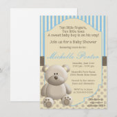 Invitation de baby shower d'ours de nounours pour (Devant / Derrière)